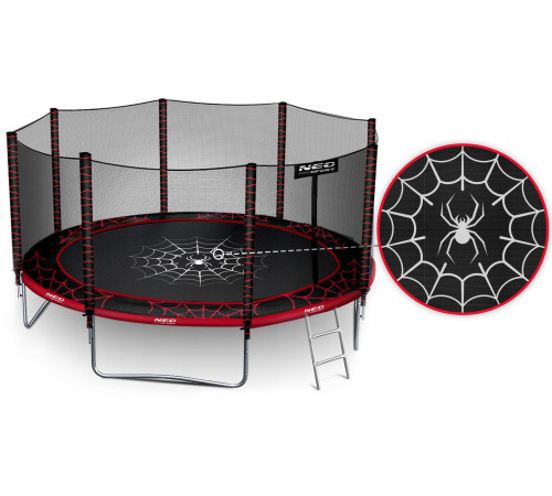 Батут Neo-Sport NS-14Z241 з зовнішньою сіткою 14 футів 435 см, чорно-червоний