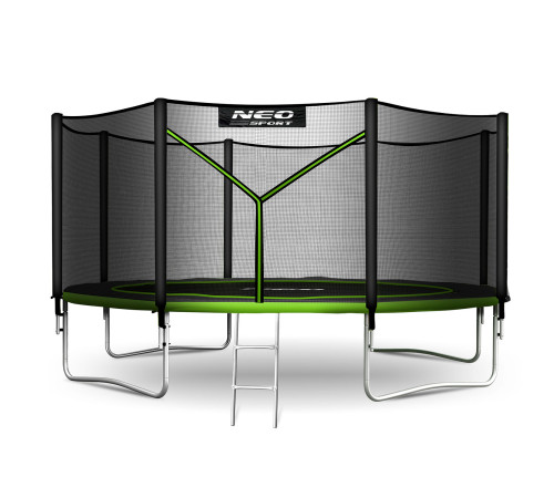 Батут Neo-Sport NS-14Z231 з зовнішньою сіткою 14 футів 435 см, чорно-зелений
