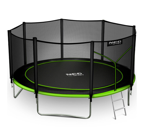 Батут Neo-Sport NS-14Z231 з зовнішньою сіткою 14 футів 435 см, чорно-зелений
