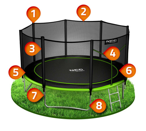 Батут Neo-Sport NS-14Z231 з зовнішньою сіткою 14 футів 435 см, чорно-зелений