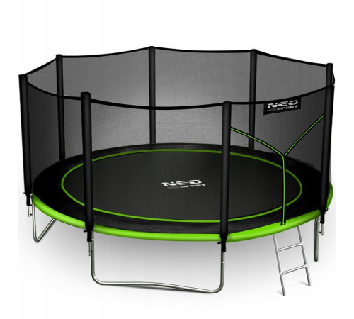 Батут Neo-Sport NS-14Z231 з зовнішньою сіткою 14 футів 435 см, чорно-зелений