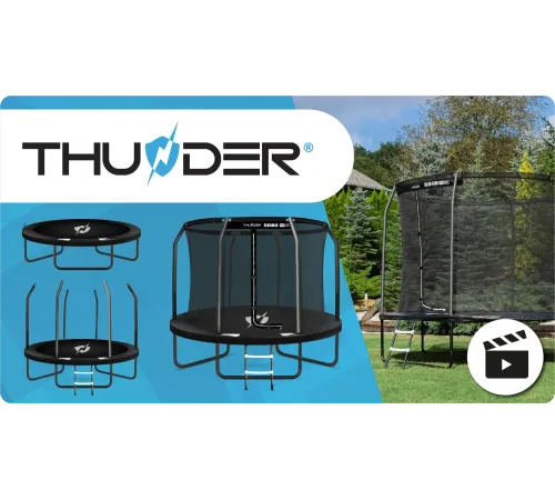 Батут THUNDER INSIDE ELITE з внутрішньою сіткою 8 футів 244 см чорний