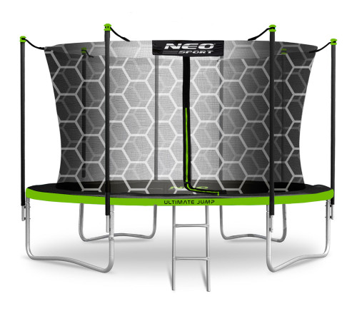 Батут Neo-Sport NS-15Z241 з внутрішньою сіткою 15 футів 465 см, чорно-зелений