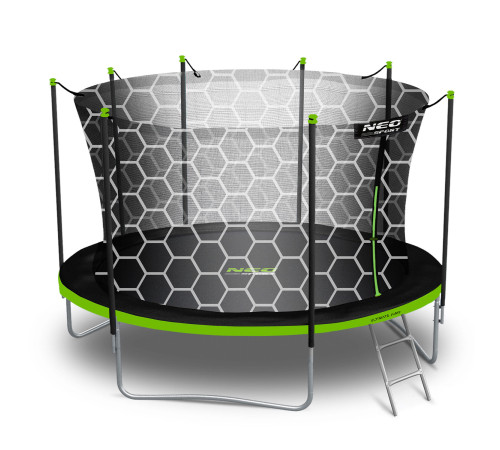Батут Neo-Sport NS-15Z241 з внутрішньою сіткою 15 футів 465 см, чорно-зелений