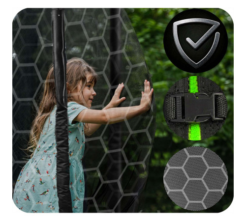 Батут Neo-Sport NS-15Z241 з внутрішньою сіткою 15 футів 465 см, чорно-зелений