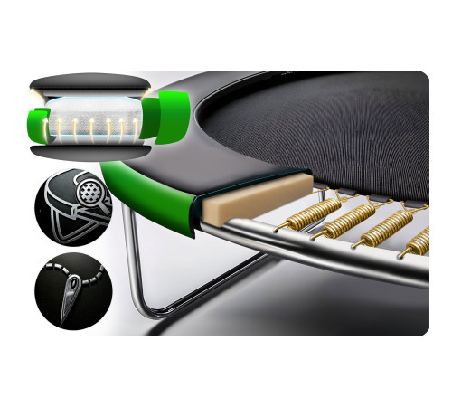 Батут Neo-Sport NS-15Z241 з внутрішньою сіткою 15 футів 465 см, чорно-зелений