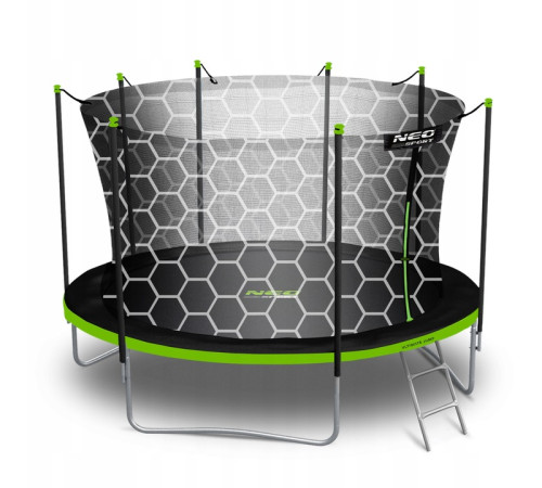 Батут Neo-Sport NS-15Z241 з внутрішньою сіткою 15 футів 465 см, чорно-зелений
