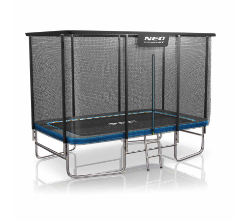 Батут Neo-Sport з зовнішньою сіткою 12 x 8 футів 244 х 366 см, чорно-синій