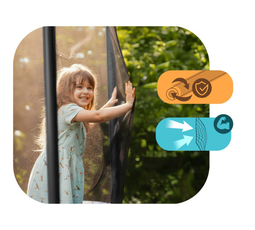 Батут Neo-Sport з зовнішньою сіткою 12 x 8 футів 244 х 366 см, чорно-синій