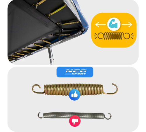 Батут Neo-Sport з зовнішньою сіткою 12 x 8 футів 244 х 366 см, чорно-синій