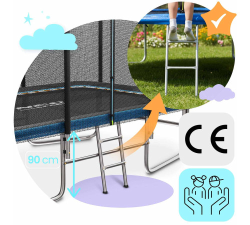 Батут Neo-Sport з зовнішньою сіткою 12 x 8 футів 244 х 366 см, чорно-синій