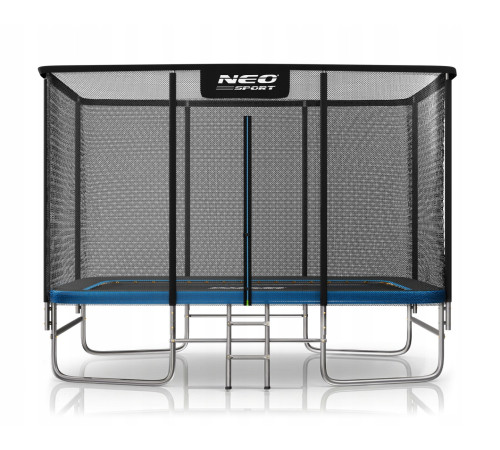Батут Neo-Sport з зовнішньою сіткою 12 x 8 футів 244 х 366 см, чорно-синій