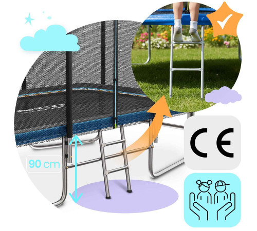 Батут Neo-Sport з зовнішньою сіткою 14 x 10 футів 427 x 305 см, чорно-синій