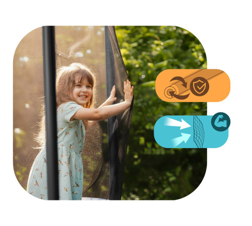 Прямокутний батут Neo-Sport з зовнішньою сіткою 10 x 7 футів 305 x 213 см, чорно-синій