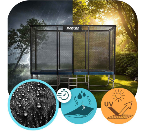 Прямокутний батут Neo-Sport з зовнішньою сіткою 10 x 7 футів 305 x 213 см, чорно-синій