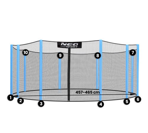 Захисна сітка для батута Neo-Sport 465 см 15 футів 10 стійок