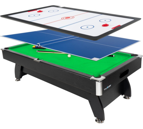 Стіл для більярду, пінболу та пінг-понгу 3в1 Thunder 9FT - чорний