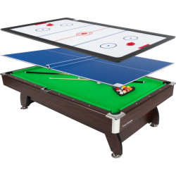 Стіл для більярду, пінболу та пінг-понгу 3в1 Thunder 8FT, 252 х 140 х 80 см - коричневий