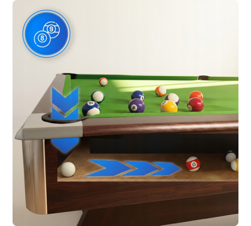 Більярдний стіл THUNDER BOLD-BROWN 9FT, 274 х 142 х 81 см