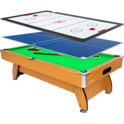 Більярдний стіл Thunder 7FT з накладкою для пінболу / пінг-понгу, 226 х 127 х 80 см