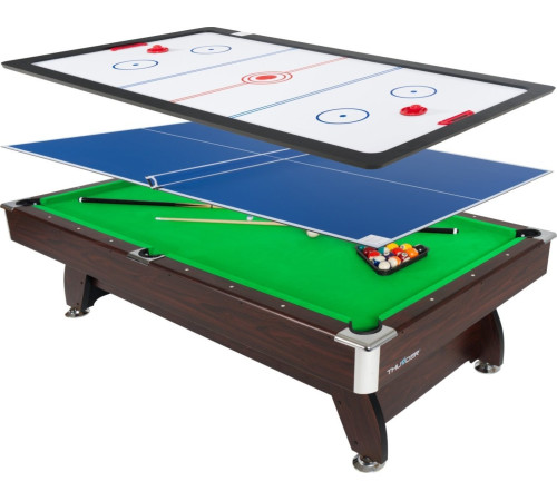 Стіл для більярду, пінболу та пінг-понгу 3в1 Thunder 9FT, 281 х 155 х 80 см - коричневий