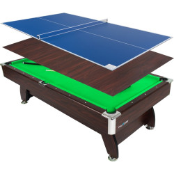 Стіл для більярду та пінг-понгу 3в1 Thunder 9FT, 281 х 155 х 80 см - коричневий
