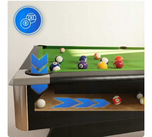 Більярдний стіл THUNDER BOLD-BLACK 8FT, 244 х 132 х 81 см