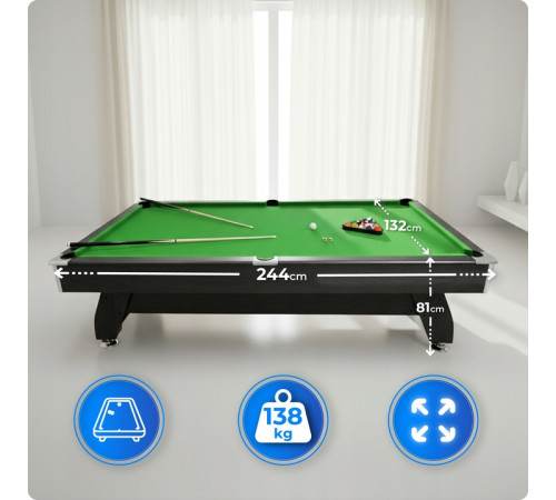Більярдний стіл THUNDER BOLD-BLACK 8FT, 244 х 132 х 81 см