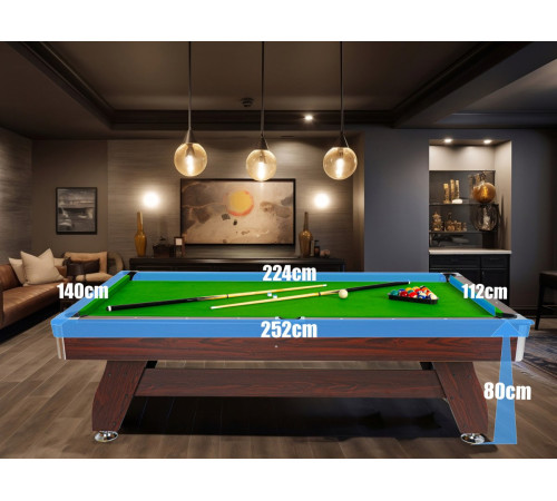 Більярдний стіл 3в1 THUNDER 8FT BOLD-BROWN з покриттям для пінг-понгу/обіднього столу, 244 х 132 х 81 см