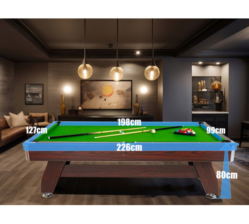 Більярдний стіл THUNDER 7FT BOLD-BROWN з покриттям для пінг-понгу/обіднього столу, 214 х 122 х 81 см