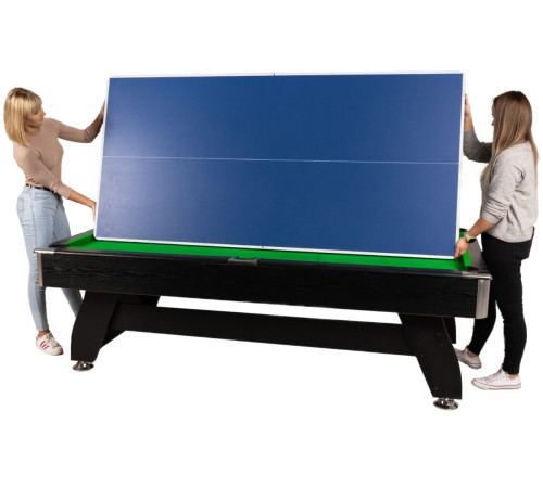 Більярдний стіл THUNDER 7FT BOLD-BLACK з покриттям для пінг-понгу/обіднього столу, 214 х 122 х 81 см