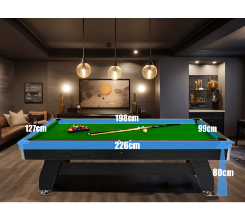 Більярдний стіл THUNDER 7FT BOLD-BLACK з покриттям для пінг-понгу/обіднього столу, 214 х 122 х 81 см