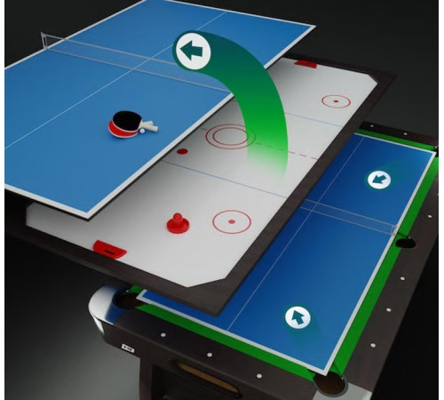 Більярдний стіл Hop-Sport Vip Extra 9 FT з накладками для пінг-понгу та аерохокею, 281 х 155 х 80 см