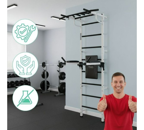 Шведська стінка Małpiszon Gamma Workout Grand 224 х 95 см з турніком та поручнями, біла