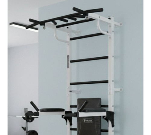 Шведська стінка Małpiszon Gamma Workout Grand 224 х 95 см з турніком та поручнями, біла