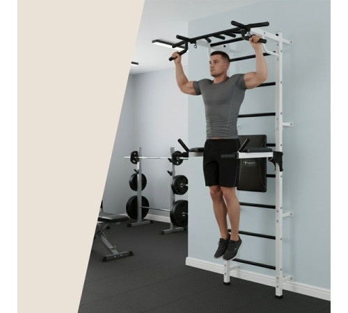 Шведська стінка Małpiszon Gamma Workout Grand 224 х 95 см з турніком та поручнями, біла