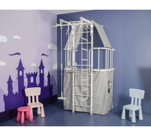 Шведська стінка Małpiszon Indigo Pastel 226 х 115 см з будиночком, бірюзова
