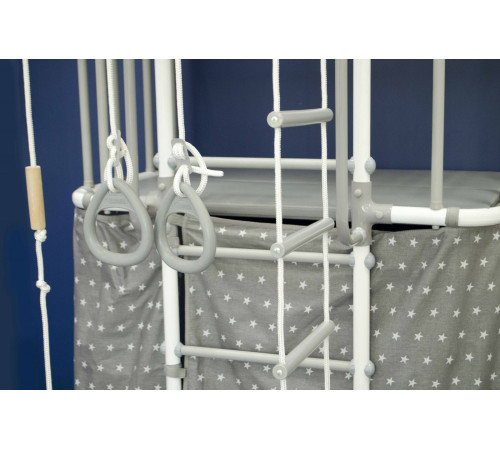 Шведька стінка Małpiszon Indigo Pastel 226 х 115 см з будиночком, біла