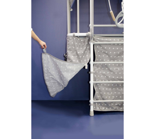 Шведька стінка Małpiszon Indigo Pastel 226 х 115 см з будиночком, біла