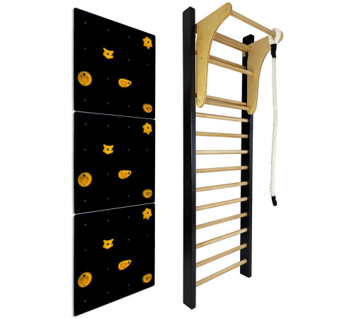 Шведська стінка UNDERFIT LEON 230 x 80 см з турніком та скеледромом, чорна