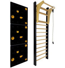 Шведська стінка UNDERFIT LEON 195 x 80 см з турніком та скеледромом, чорна