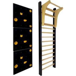 Шведська стінка UNDERFIT LEON 250 x 80 см з турніком та скеледромом, чорна