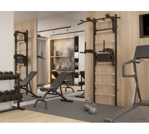 Шведська стінка BenchK 232B з турніком та брусами, чорна