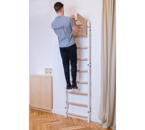Шведська стінка BenchK 310W 240 x 67 см з турніком, біла