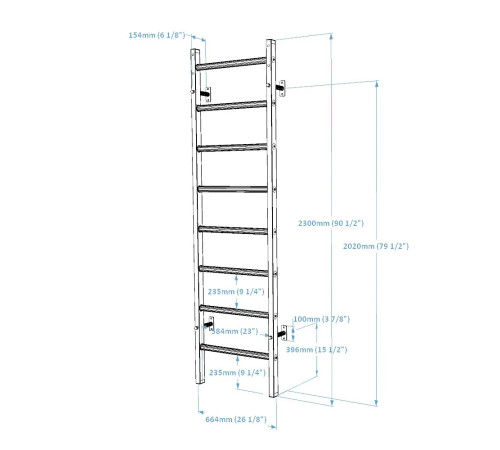 Шведська стінка BenchK 711B 240 х 67 см, чорна