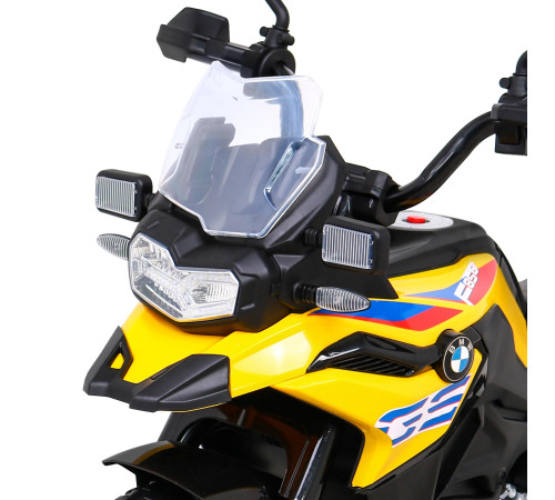 Дитячий акумуляторний мотоцикл BMW F850 GS Жовтий + Опорні колеса + Аудіо LED + Free Start + EVA Дитячий акумуляторний мотоцикл BMW F850 GS Жовтий + Опорні колеса + Аудіо LED + Free Start + EVA