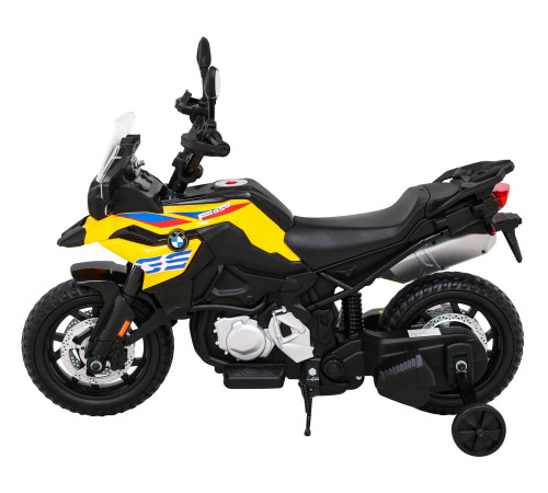 Дитячий акумуляторний мотоцикл BMW F850 GS Жовтий + Опорні колеса + Аудіо LED + Free Start + EVA Дитячий акумуляторний мотоцикл BMW F850 GS Жовтий + Опорні колеса + Аудіо LED + Free Start + EVA