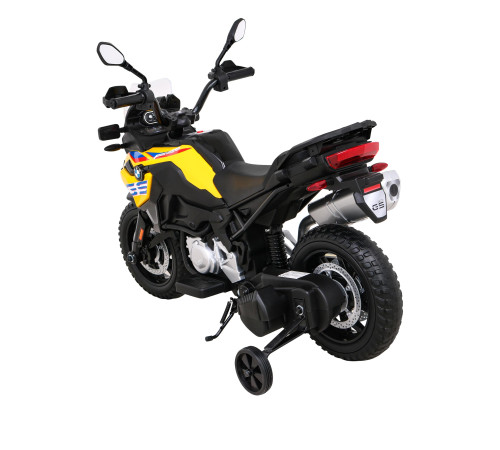 Дитячий акумуляторний мотоцикл BMW F850 GS Жовтий + Опорні колеса + Аудіо LED + Free Start + EVA Дитячий акумуляторний мотоцикл BMW F850 GS Жовтий + Опорні колеса + Аудіо LED + Free Start + EVA