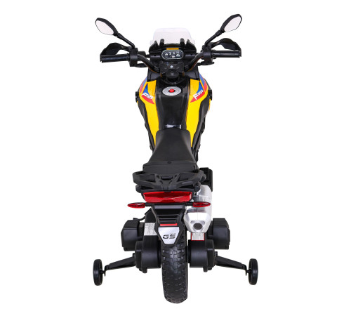 Дитячий акумуляторний мотоцикл BMW F850 GS Жовтий + Опорні колеса + Аудіо LED + Free Start + EVA Дитячий акумуляторний мотоцикл BMW F850 GS Жовтий + Опорні колеса + Аудіо LED + Free Start + EVA