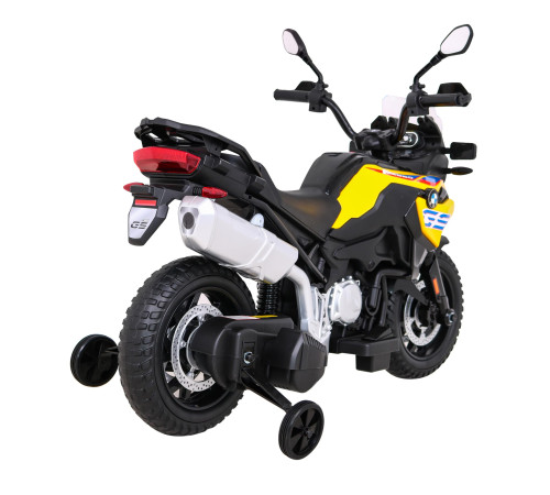 Дитячий акумуляторний мотоцикл BMW F850 GS Жовтий + Опорні колеса + Аудіо LED + Free Start + EVA Дитячий акумуляторний мотоцикл BMW F850 GS Жовтий + Опорні колеса + Аудіо LED + Free Start + EVA